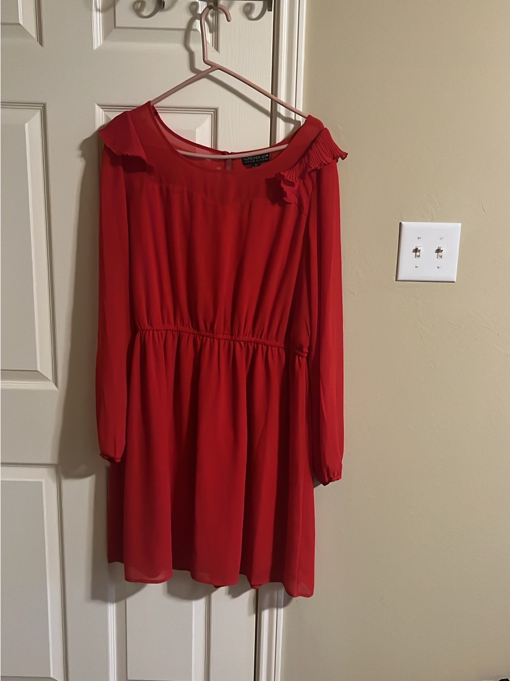 Gorgorous Forever 21 Plus Red Long-Sleeve Ruffle Detail Dress